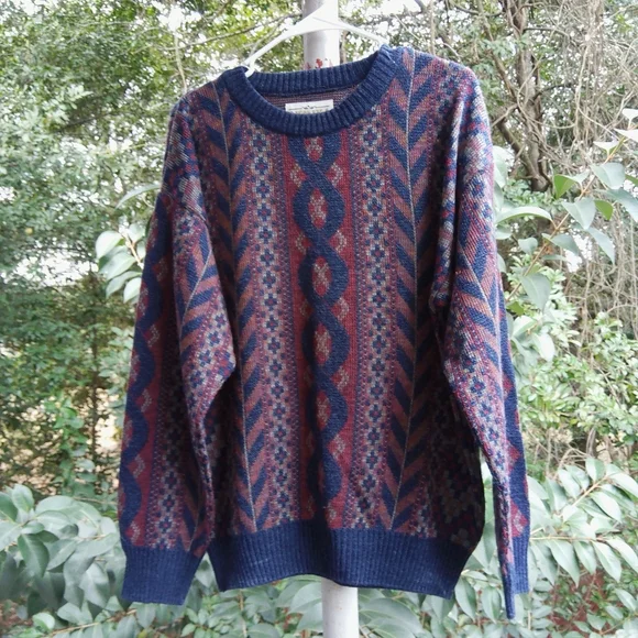 Vintage 80s Academia Preppy Retro Grandpa Pullover Crewneck Sweater - Picture 4 of 11